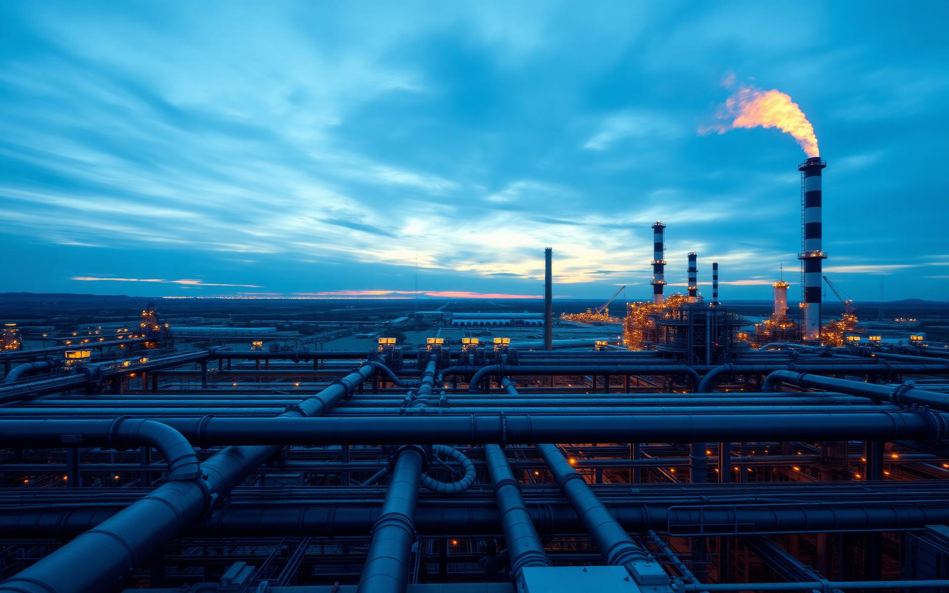 Industrial refinery infrastructure at dusk